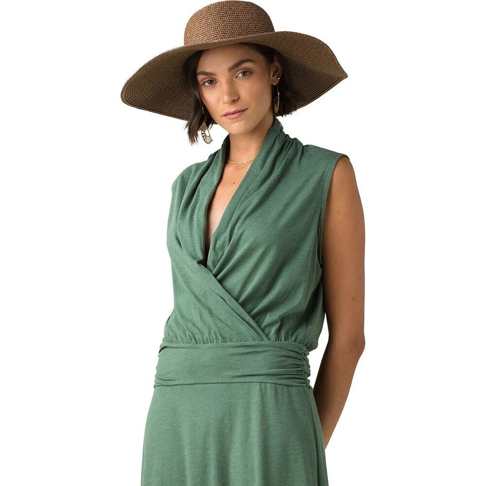 NWT PrAna Corissa Stretchy Organic Cotton Blend Dress Canopy Green Women Size XL